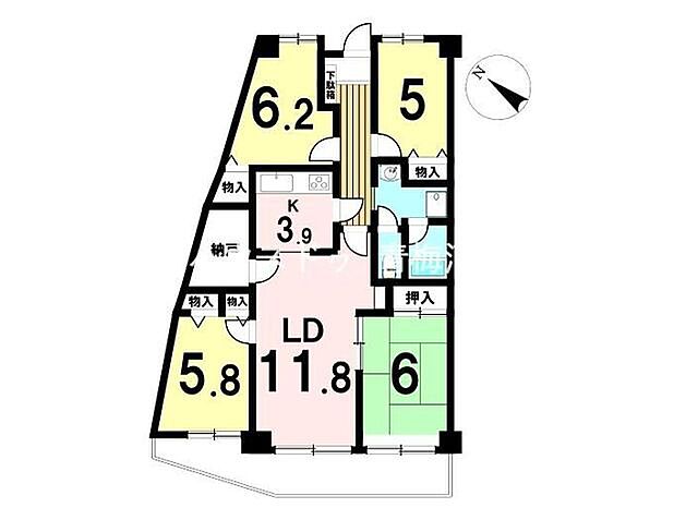 間取り 河辺ビューパレー多摩川 9階/-