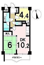 ちょーふ第一マンション 2LDKの間取図画像