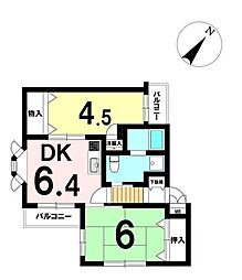 ベルハイム河辺 2DKの間取図画像