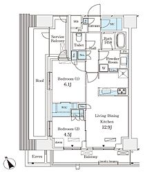 パークナードフィット南青山Garden 8階2LDKの間取り
