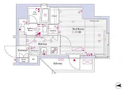 ヴォーガコルテ笹塚アジールコート 3階1Kの間取り