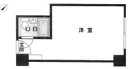 赤坂レジデンシャルホテル ワンルームの間取図画像
