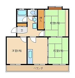 グリーンハイツ福島 2階3DKの間取り