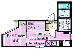 ホライゾン3 5階1DKの間取り