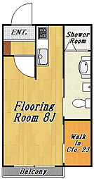 クレール5 1階1Kの間取り