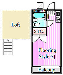 クレール9 1階1Kの間取り