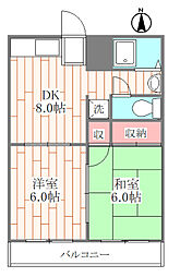 諏訪ハイム9 2DKの間取図画像