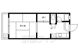 JR山陰本線 円町駅 徒歩11分の賃貸マンション 4階1DKの間取り