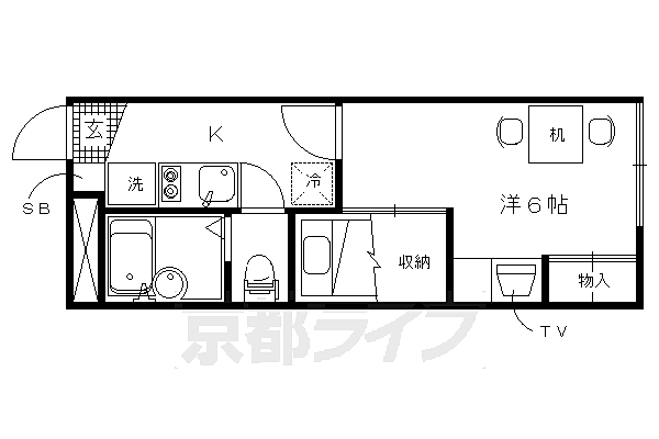 レオパレスアルモニ 110｜京都府京都市北区上賀茂津ノ国町(賃貸アパート1K・1階・22.35㎡)の写真 その2