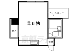 京都市営烏丸線 国際会館駅 徒歩1分の賃貸マンション 3階ワンルームの間取り