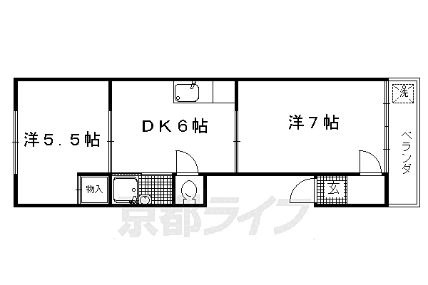 カトルジュ－ヌII 401｜京都府京都市北区紫野泉堂町(賃貸マンション2DK・4階・39.60㎡)の写真 その2