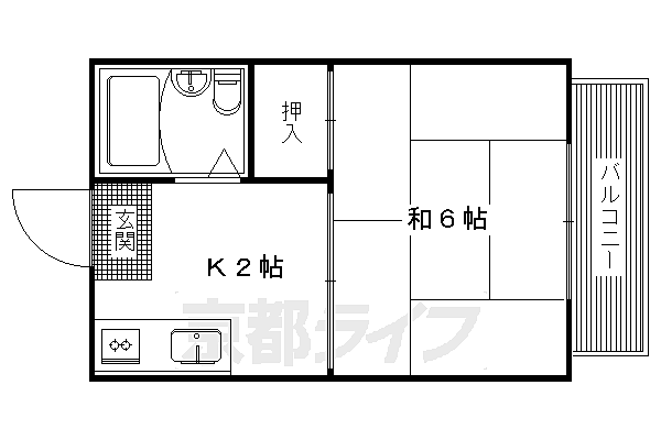 京都府京都市左京区修学院薬師堂町(賃貸マンション1K・2階・18.00㎡)の写真 その2