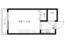 JR山陰本線 円町駅 徒歩7分の賃貸マンション 2階1Kの間取り
