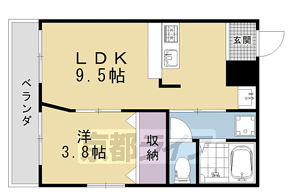 あゆま邸 310｜京都府京都市北区衣笠東開キ町(賃貸マンション1LDK・3階・32.24㎡)の写真 その2