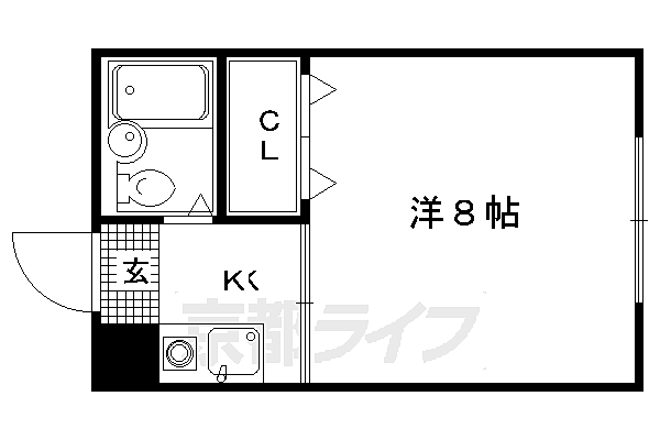 Ｃａｓａ　Ｃｏｒａｇｇｉｏ 203｜京都府京都市北区衣笠赤阪町(賃貸アパート1K・2階・20.00㎡)の写真 その2