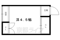 叡山電鉄叡山本線 茶山・京都芸術大学駅 徒歩1分の賃貸アパート 2階ワンルームの間取り