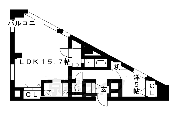 京都府京都市左京区松ケ崎今海道町(賃貸マンション1LDK・2階・52.70㎡)の写真 その2