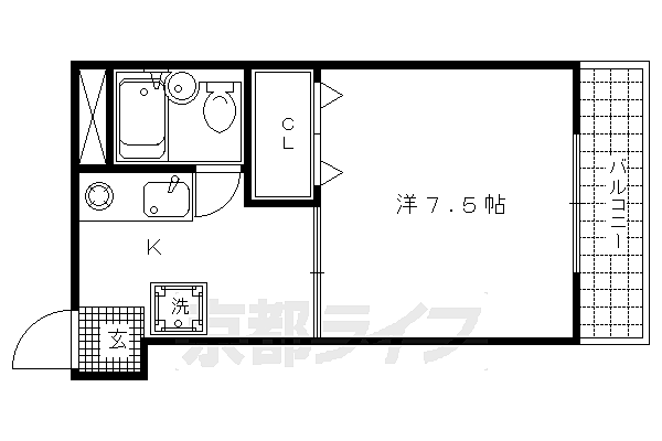 コスモハイツ千本 405｜京都府京都市上京区六軒町通元誓願寺上る南佐竹町(賃貸マンション1K・4階・23.16㎡)の写真 その2