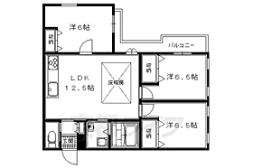 京都府京都市左京区下鴨梅ノ木町（賃貸マンション3LDK・1階・63.01㎡） その2