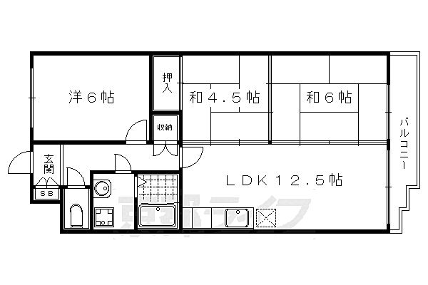 京都府京都市左京区修学院沖殿町(賃貸マンション3LDK・2階・63.30㎡)の写真 その2