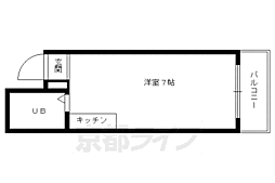 京福電気鉄道北野線 北野白梅町駅 徒歩12分の賃貸マンション 5階1Kの間取り