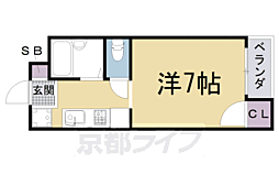 京都市営烏丸線 北山駅 徒歩20分の賃貸マンション 1階1Kの間取り