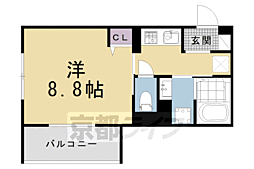 京都市営烏丸線 松ヶ崎駅 徒歩19分の賃貸アパート 1階1Kの間取り