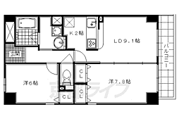 ベリエ茶五 5階2LDKの間取り