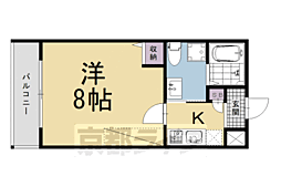 JR山陰本線 二条駅 徒歩5分の賃貸マンション 2階1Kの間取り