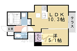 京阪本線 出町柳駅 徒歩25分の賃貸アパート 1階1LDKの間取り