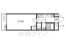 フラッティ千本今出川 5階1Kの間取り