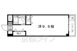 京福電気鉄道北野線 北野白梅町駅 徒歩5分の賃貸マンション 3階ワンルームの間取り