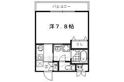 京阪本線 出町柳駅 徒歩4分の賃貸マンション 2階1Kの間取り