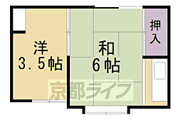 京福電気鉄道北野線 北野白梅町駅 徒歩8分の賃貸アパート 1階1DKの間取り