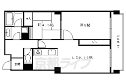 叡山電鉄叡山本線 元田中駅 徒歩12分の賃貸マンション 4階2LDKの間取り