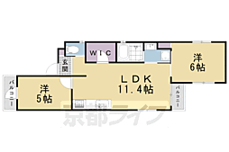 京阪本線 出町柳駅 徒歩15分の賃貸アパート 2階2LDKの間取り