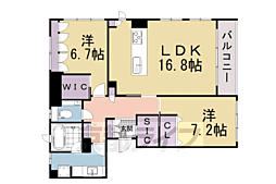京阪本線 三条駅 徒歩5分の賃貸マンション 2階2LDKの間取り
