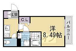 叡山電鉄叡山本線 茶山・京都芸術大学駅 徒歩5分の賃貸マンション 2階1Kの間取り