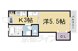 京阪本線 神宮丸太町駅 徒歩10分の賃貸アパート 2階1Kの間取り