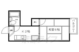 叡山電鉄叡山本線 修学院駅 徒歩7分の賃貸アパート 2階1Kの間取り