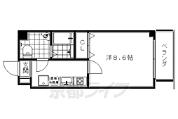 京阪本線 神宮丸太町駅 徒歩27分の賃貸マンション 5階1Kの間取り