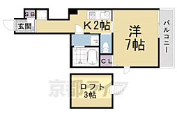京阪本線 出町柳駅 徒歩28分の賃貸マンション 3階1Kの間取り