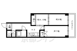 京福電気鉄道北野線 北野白梅町駅 徒歩14分の賃貸マンション 5階3Kの間取り