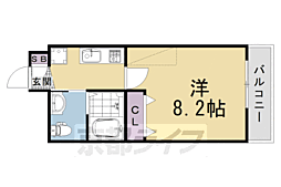 JR山陰本線 円町駅 徒歩5分の賃貸マンション 7階1Kの間取り