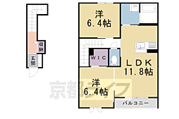 京福電気鉄道北野線 北野白梅町駅 徒歩9分の賃貸アパート 2階2LDKの間取り