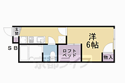 JR山陰本線 二条駅 徒歩9分の賃貸アパート 2階1Kの間取り