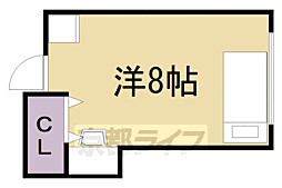 叡山電鉄叡山本線 元田中駅 徒歩12分の賃貸マンション 2階ワンルームの間取り