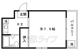 叡山電鉄叡山本線 一乗寺駅 徒歩3分の賃貸マンション 1階1Kの間取り