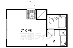京福電気鉄道北野線 北野白梅町駅 徒歩5分の賃貸マンション 2階1Kの間取り