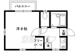 京福電気鉄道北野線 北野白梅町駅 徒歩9分の賃貸アパート 2階1Kの間取り